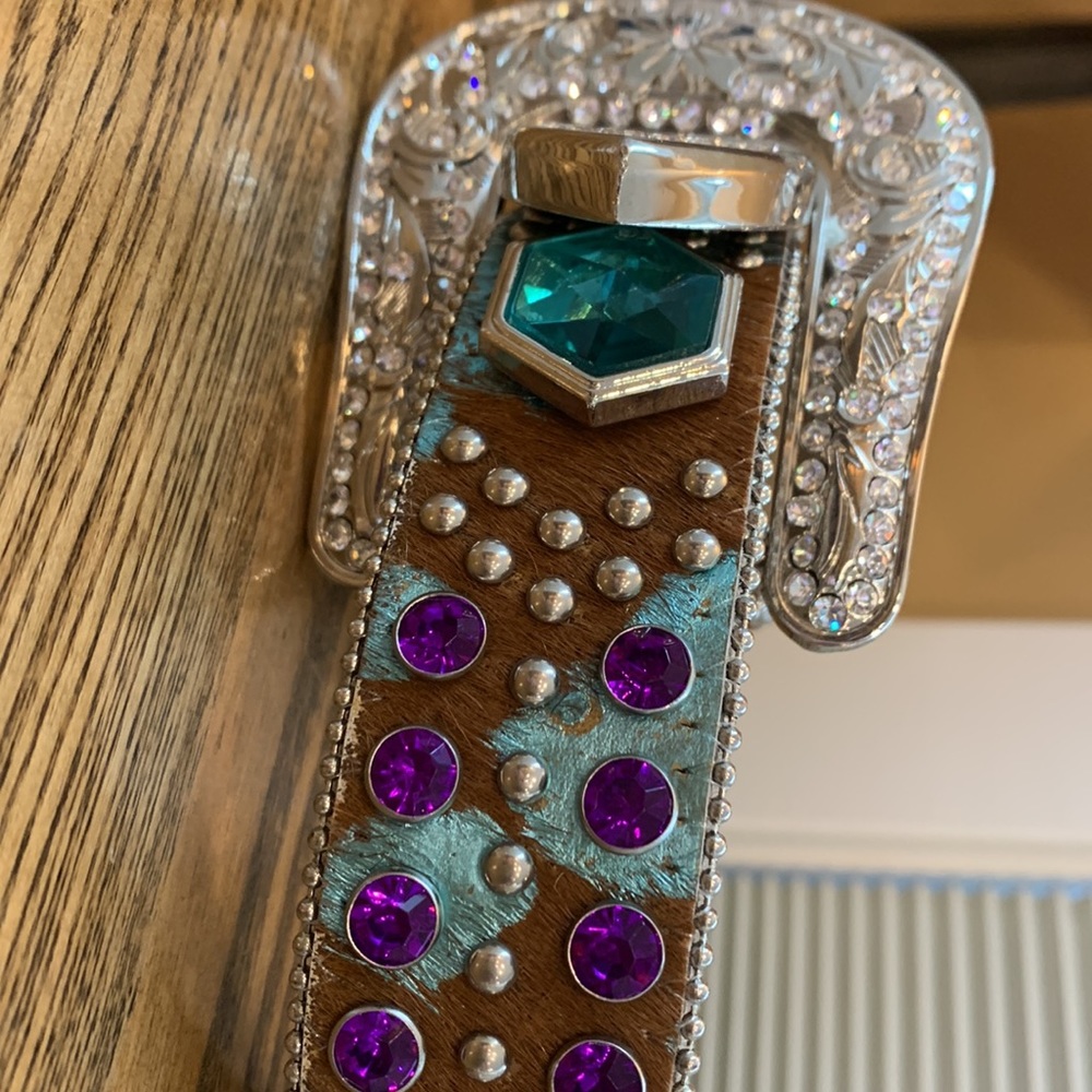 Embellished Turquoise Crystal Western Belt - Picture 2 of 8